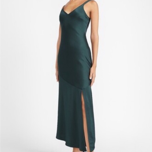 Express Dresses & Skirts - Express Green Midi Slip Dress With Spaghetti Straps and Slit